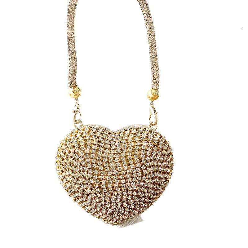 Change Small Chain With Diamond Glass Stone Mini Peach Heart Banquet Bag For Women