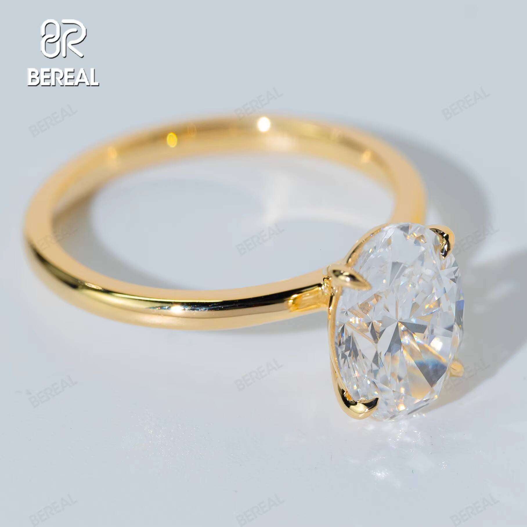 Luxury 2CT Vvs Lab Grown Diamond Custom Engagement Rings Popular Yellow Gold 925 Silver Engagement Rings for Women Fine Jewelry