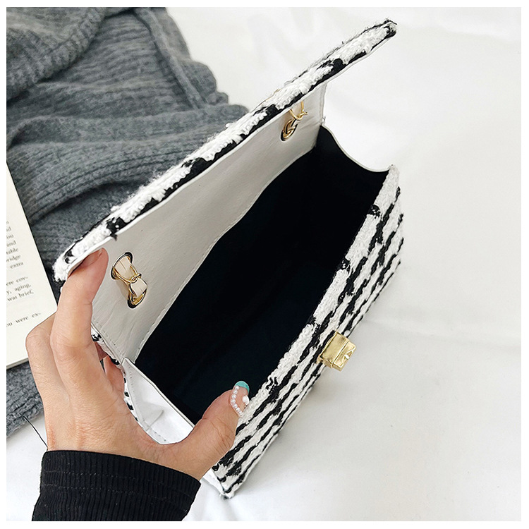 Cross-border 2025 new shoulder bag saddle bag women's fashion trend chain bag texture plaid messenger square bag