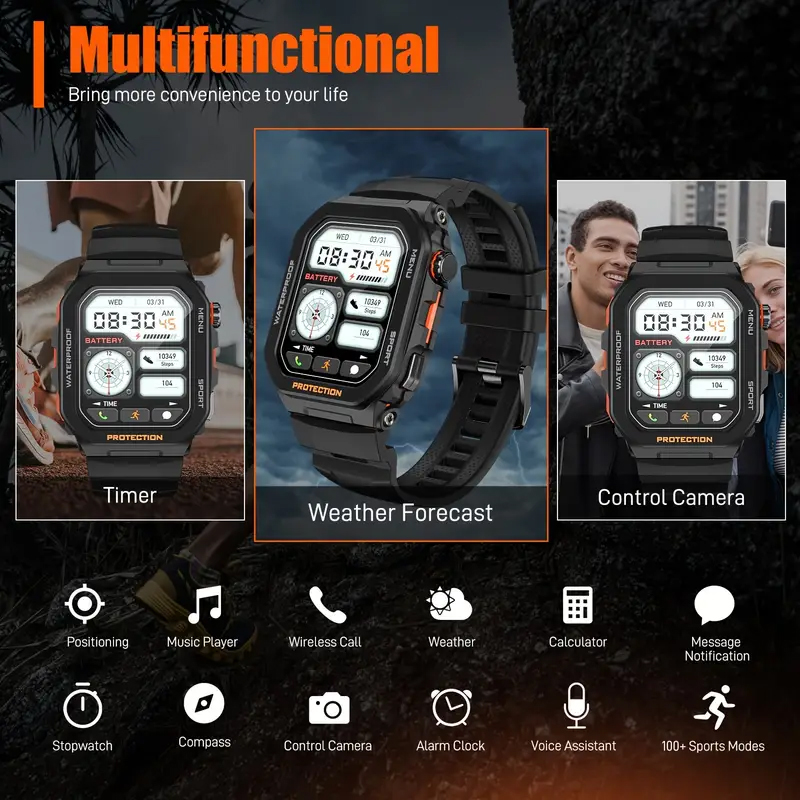 Military Smart Watch (Answer/Make Calls),Sports Watch for men new in box Make Calls, GPS Health Monitor