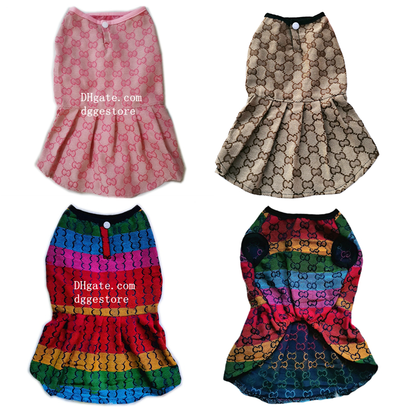 Designer Dog Dress Birthday Puppy Clothes Spring Summer Dog Outfits Classic Pattern Princess Pet Skirt Dog Cat Chihuahua Yorkies Dresses Luxury Style Brown XXL A403