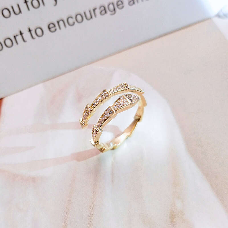 Internet celebrity bamboo knot personalized female index finger Japanese Korean light luxury niche diamond inlaid opening ring, cool and fashionable ring