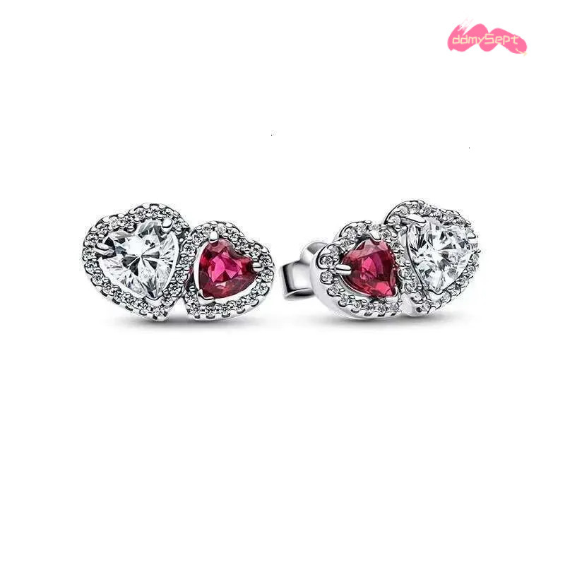 New Charms 925 Sterling Silver Rose Butterfly Pendant Charm Double Love Necklace Earrings Set for Women Valentines Day Jewelry Gift ddmysept