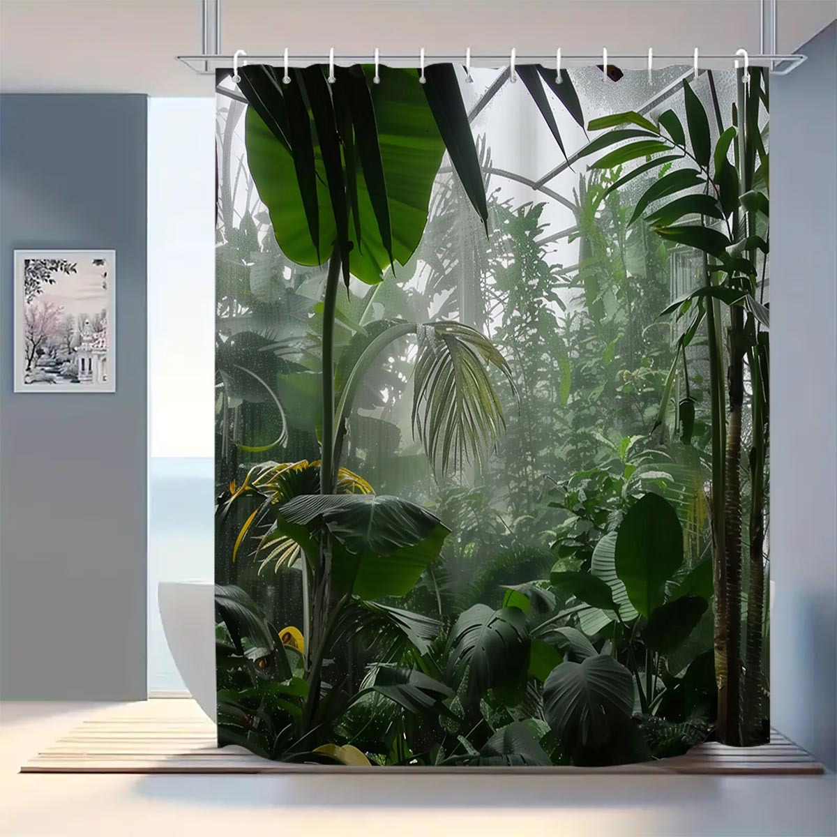 YL-37785 Checkered Waterproof Shower Curtain, Anti-mildew Bathroom Toilet Shower Separator Curtain