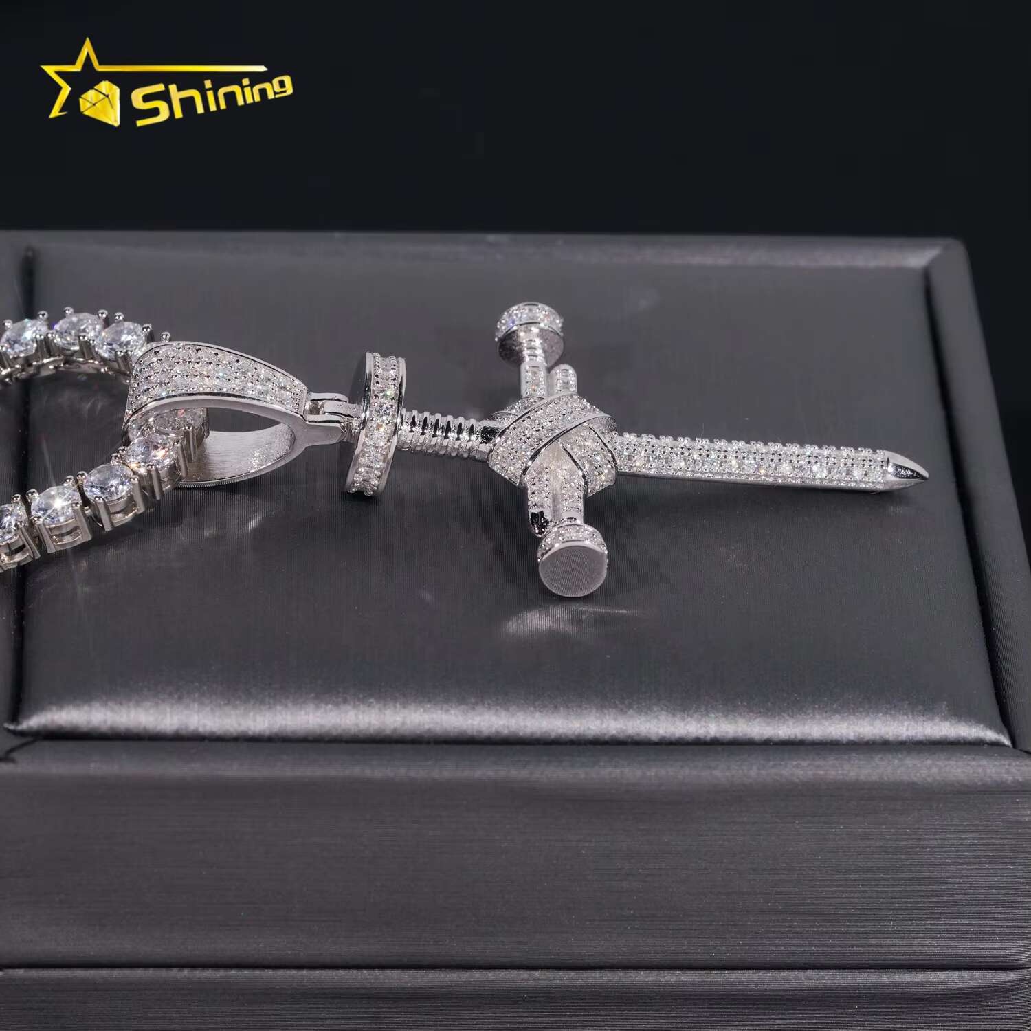 Pass Diamond Tester 925 Silver High Quality Iced Out Hip Hop VVS Moissanite Cross Pendant for Tennis Chain