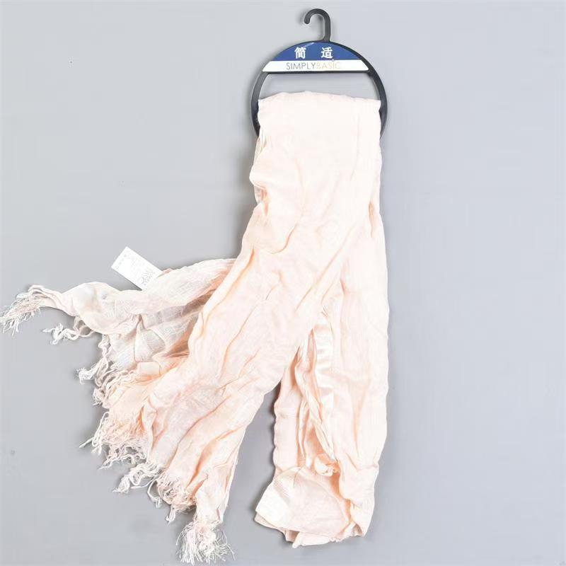 T537 boutique tassel cotton yarn sense ladies scarf spring and summer pure color all-match retro temperament thin shawl