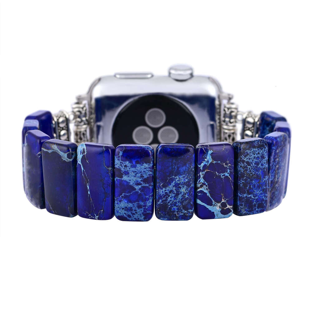 Deep blue hand arranged stone apple elastic rope strap, bohemian style bracelet
