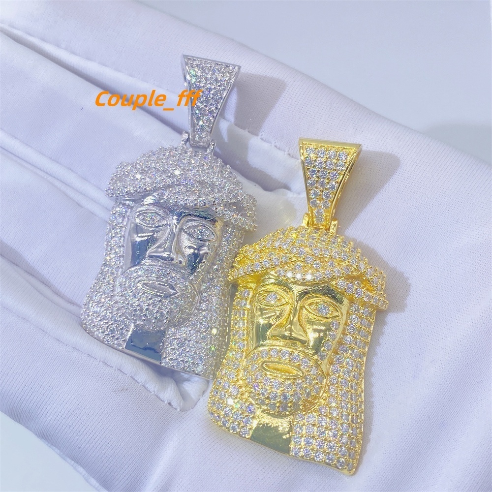 Trendy Design 18k Gold Plated 925 Silver Bling Moissanite Custom Big Jesus Pendant