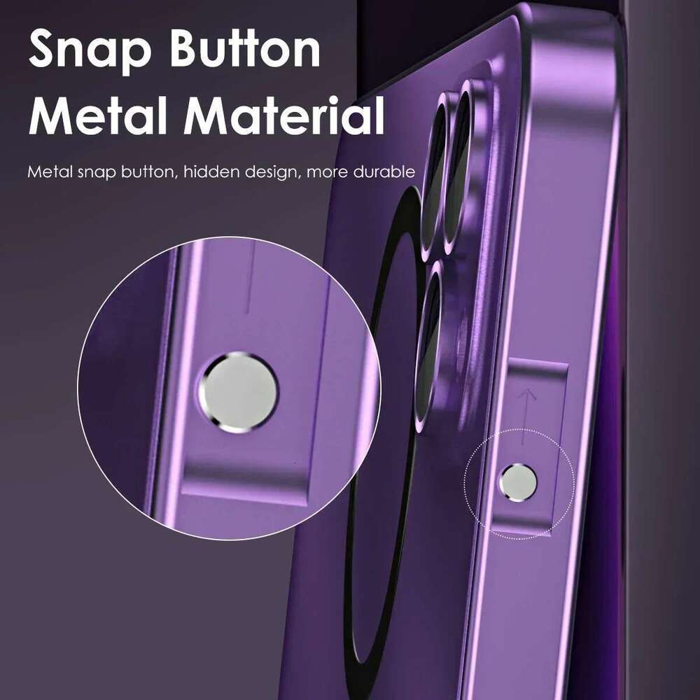 Aluminum Metal Frame Magnetic Case For iPhone 16 15 14 13 12 Pro Max Plus Magsafe Wireless Charge Glass Lens PC Backboard Cover