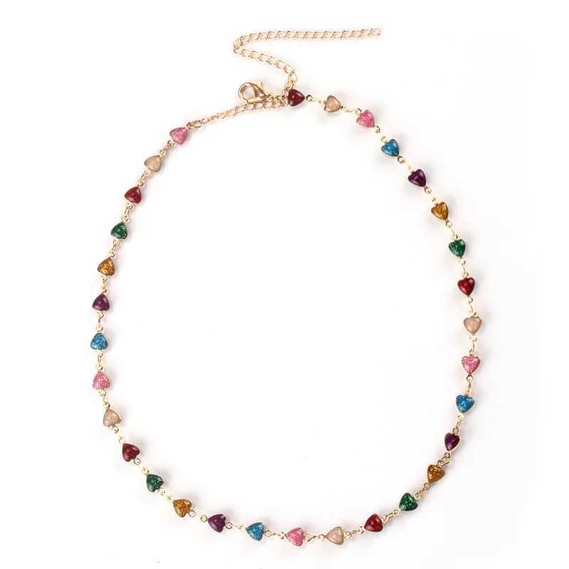 Bohemian diamond round bead necklace suitable for women simple Kravik chain colorful zirconia necklace jewelry giftXJ250422