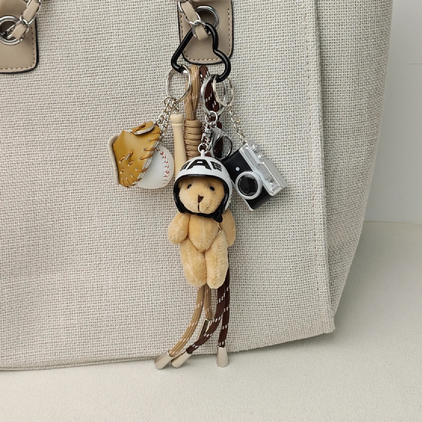 Cute Cartoon Plush Doll Bag Pendant Dog Rabbit Bear Camera Keychain Accessories Gift 250422