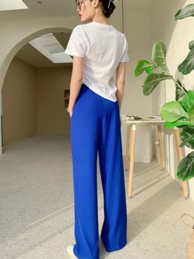 Solid Loose Wide Pants Woman High Waist Fashion Straight Womens Pants Spring and Autumn Office Suit Trousers Womens 250421