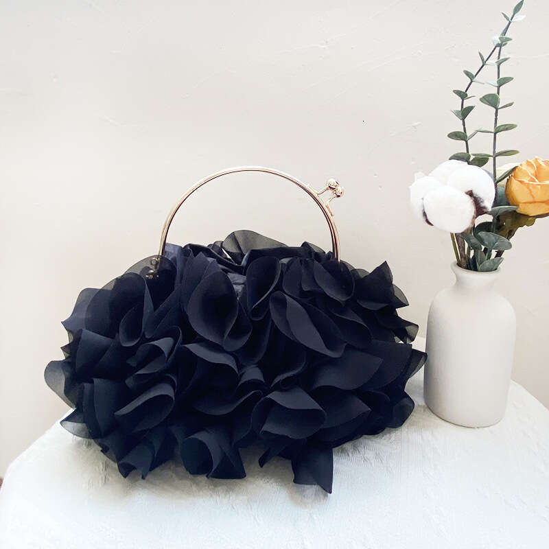 Bridal Dress Fairy Crossbody French Chiffon Flower Senior Banquet Handheld Silk Evening Party Bag Girl