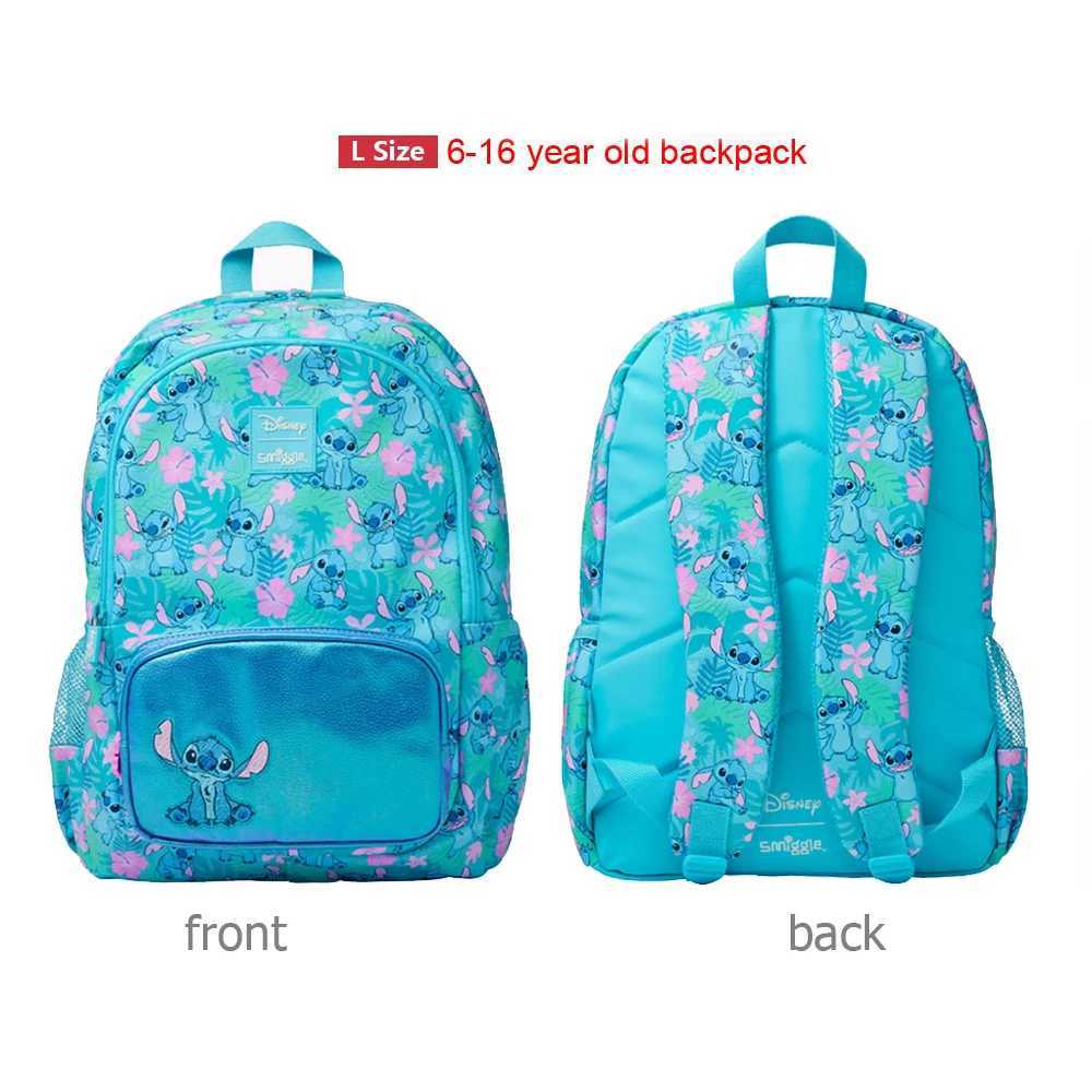Disney Mini Smiggle School Bag Splicing Backpack Blue Cartoon Childrens School Bag Lunch Bag Water Bottle Student GiftXJ250422