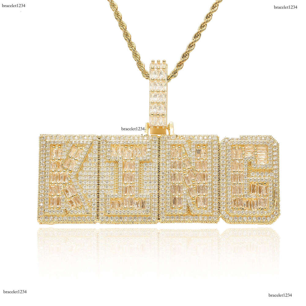 Luxury designer double T-shaped ice out VVS Moissanite Mosaic alphabet pendant, hip hop pendant for men and women
