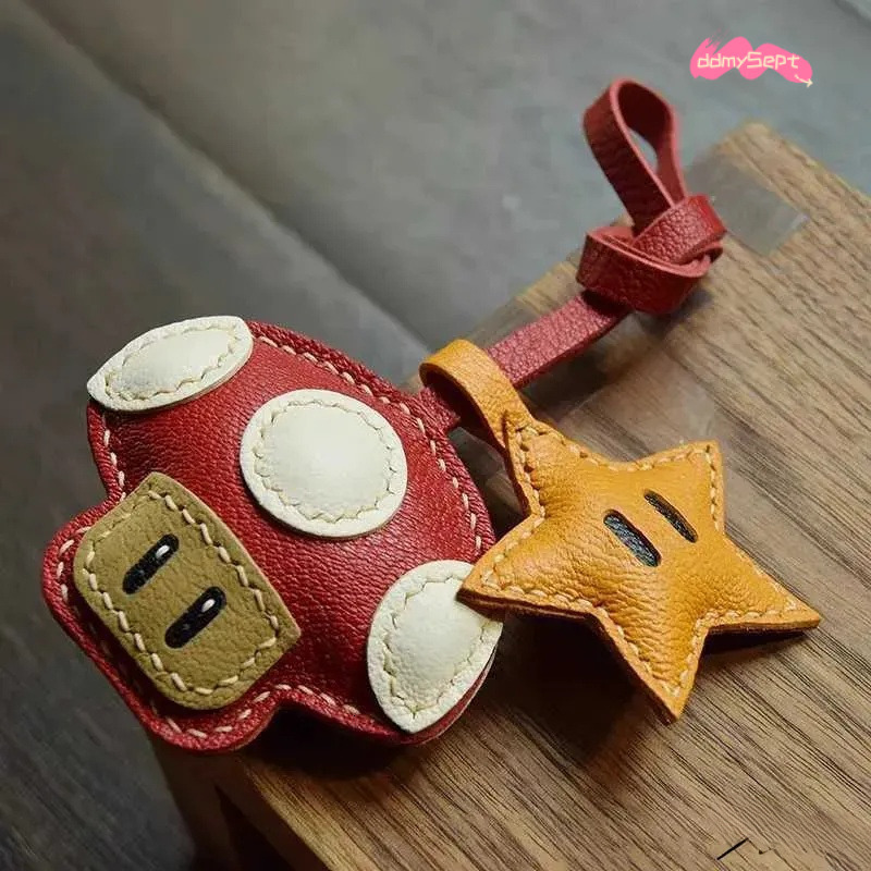 Sheepskin Leather Mushroom Keychain Charm ddmyApr - Handmade Cute Bag Decoration And Exquisite Accessories ddmysept