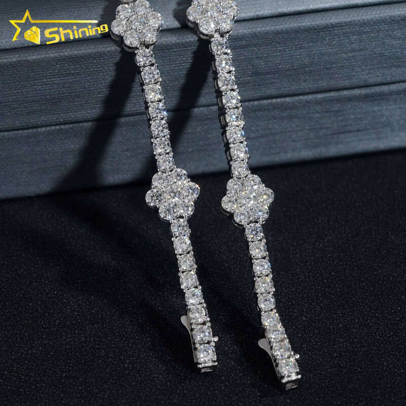 VVS3mm Sterling Sier Flower Ball Chain Silicon Stone Tennis Bracelet aaa aaa