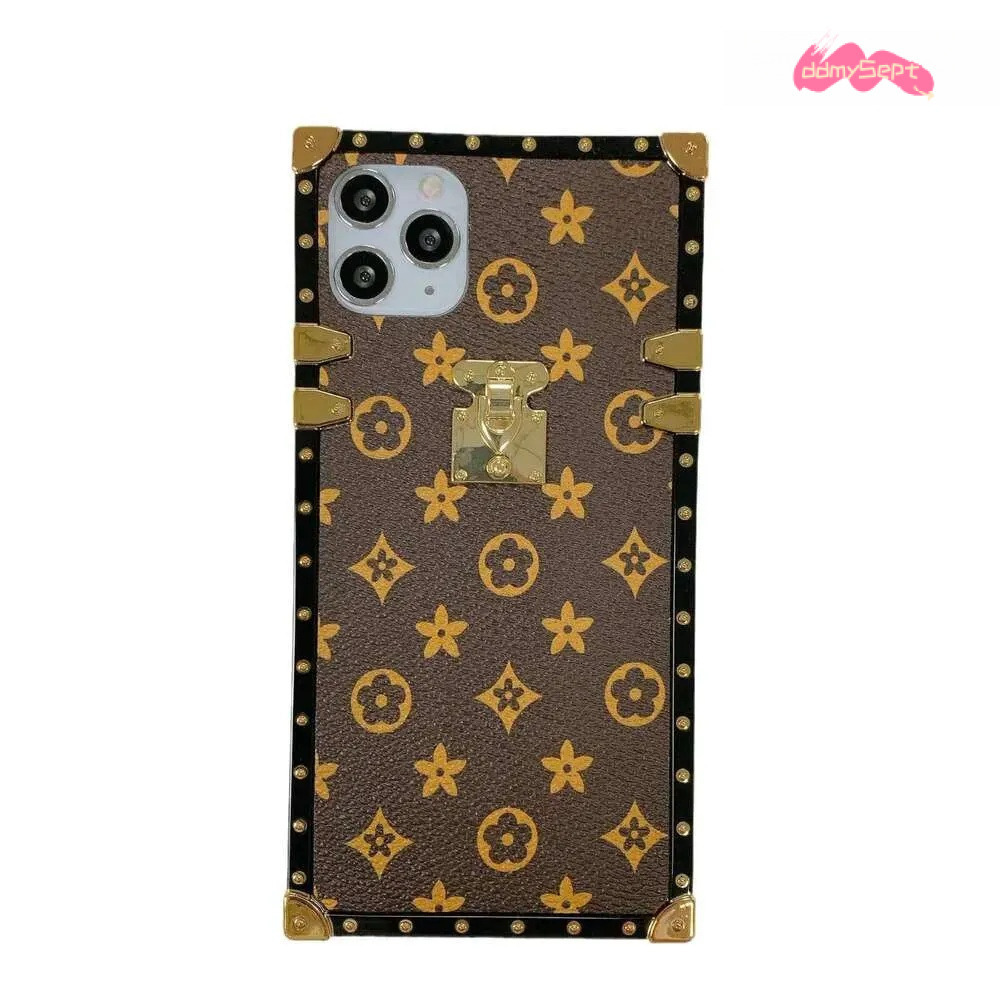 iPhone 15 Plaid Square Case - Protective Old Flower Checkerboard Cover for Apple 16 Pro Max ddmysept