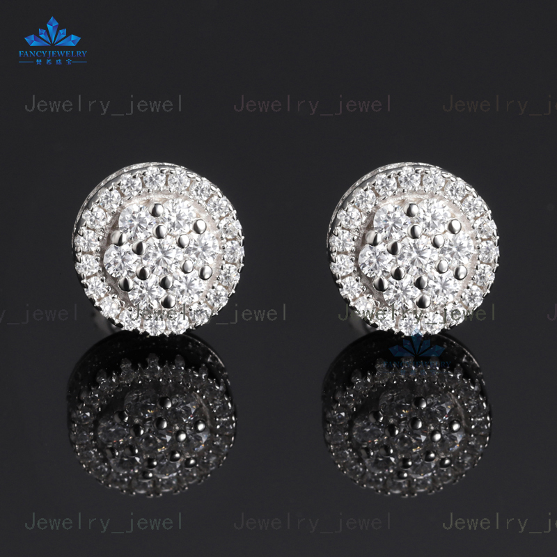 Hip Hop Jewelry 925 Sterling Silver Flower Cluster VVS Moissanite Diamond Custom Western Earrings Studs
