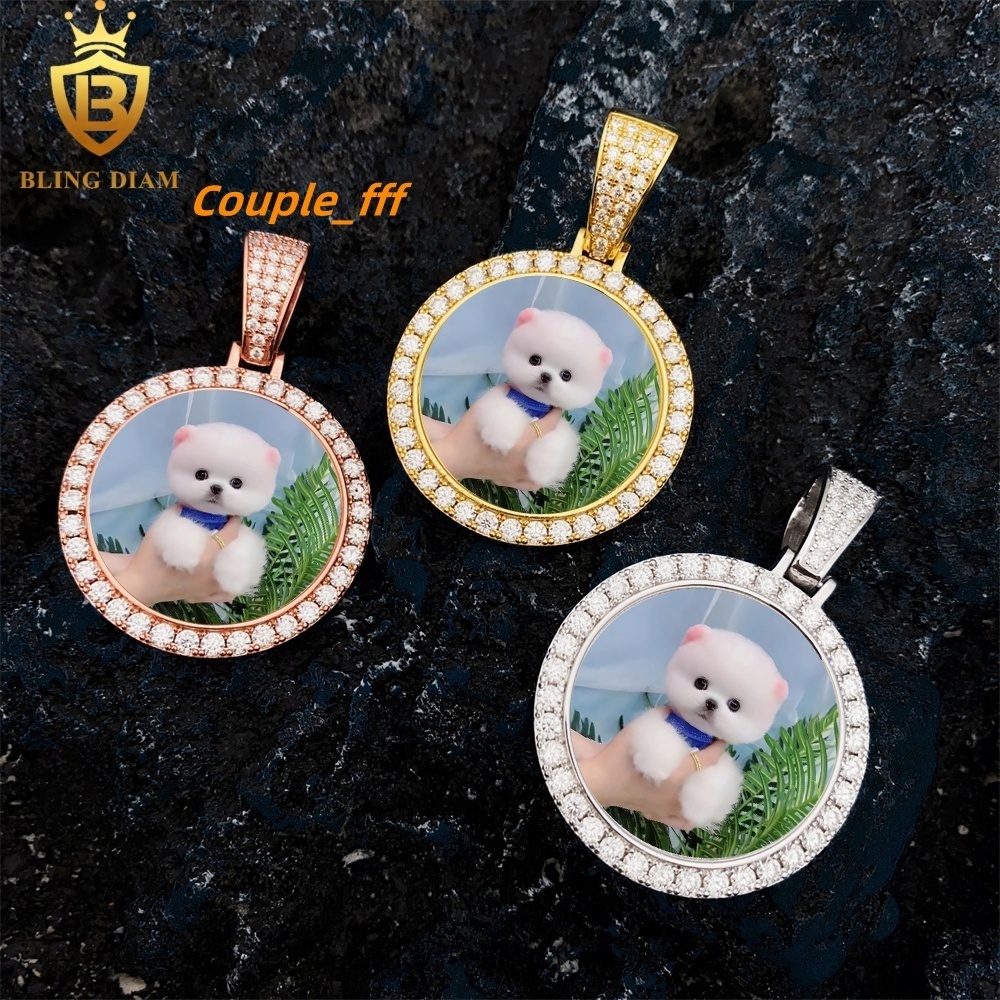 Custom Photo Fine Jewelry Vvs Moissanite 925 Sterling Silver Memory Circle Gold Plated Memory Pendant Bulk