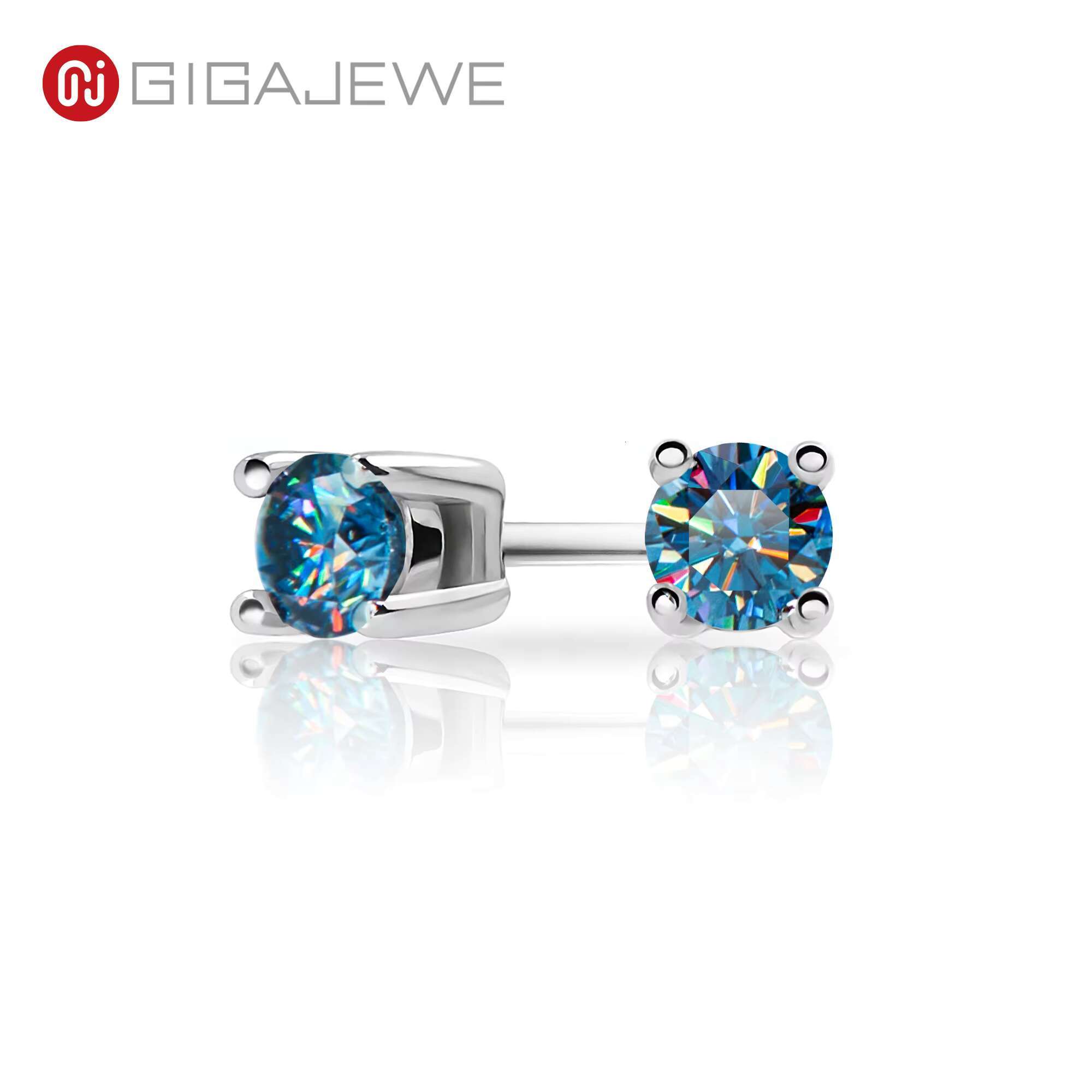 GIGAJEWE Round Cut 3mm 4mm 5mm Moissanite 18K Gold Plated 925 Silver Stud Earrings Jewelry Woman Girl Gift