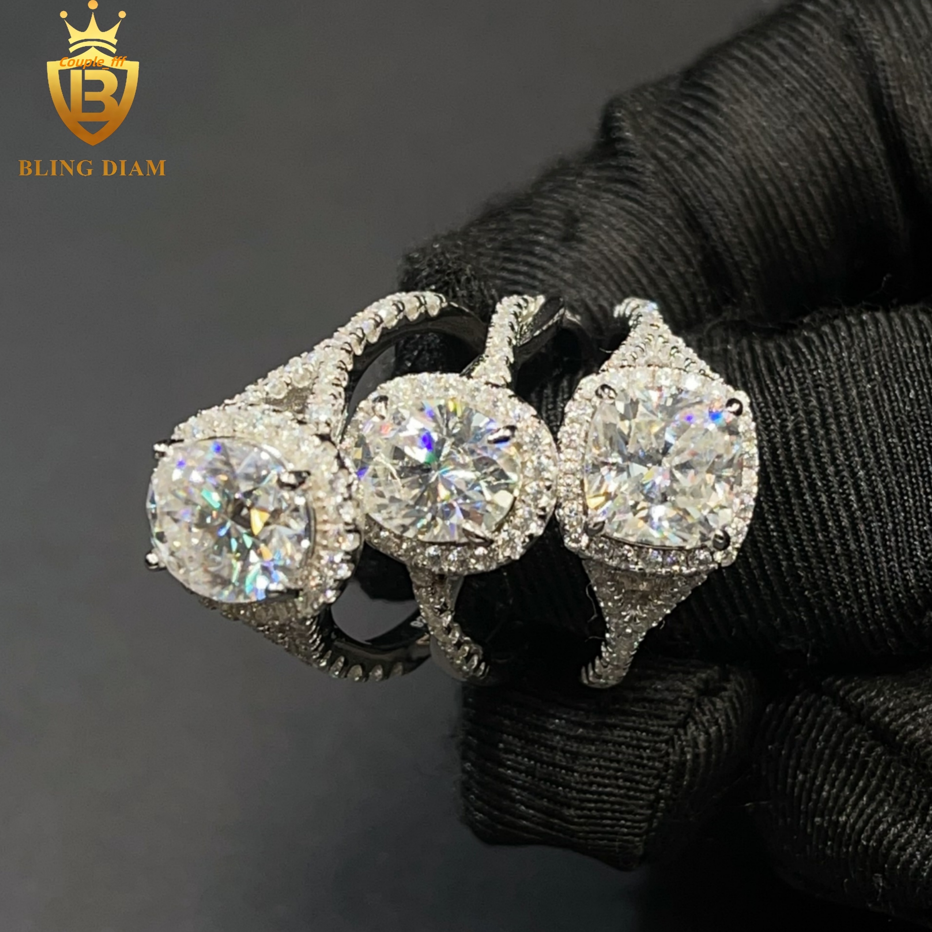 Luxury Women Jewelry Engagement Ring 925 Silver VVS Moissanite Big Diamond Oval Cut Wedding Rings Gift