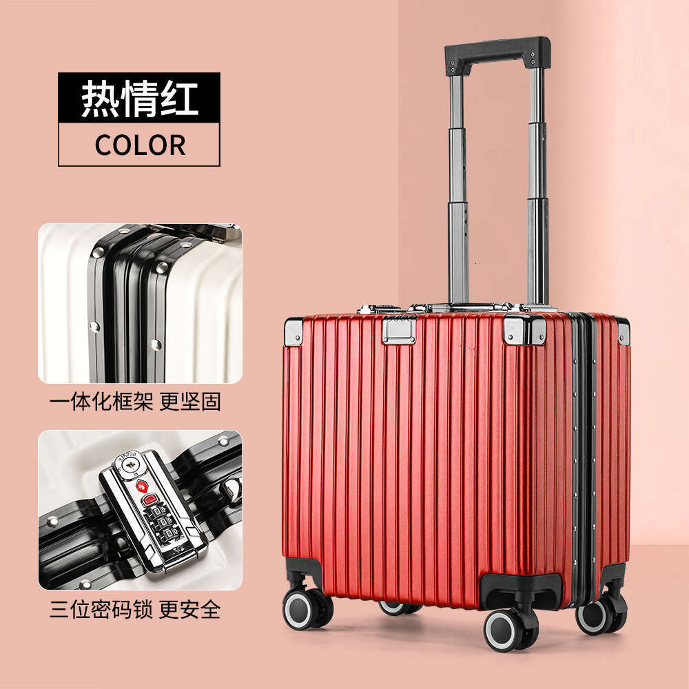 Four sided 18 inch suitcase boarded with 20 free checked aluminum frame password travel, small and lightweight, can be carried on the plane