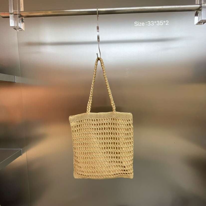 Ins Style Resort Beach Bag Leisure Cotton Rope Hollow Out Summer Versatile Forest Handmade Woven Beach Vacation Shoulder Bag Trendy KQ