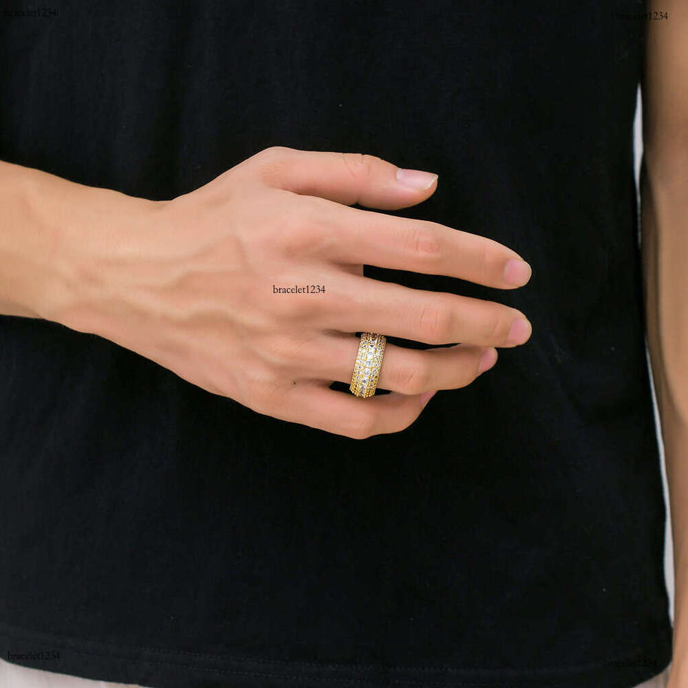 Luxury designer inlaid ice out VVS Moissanite sterling Silver Gold Plated Men's and women's Hip Hop rings Free shipping