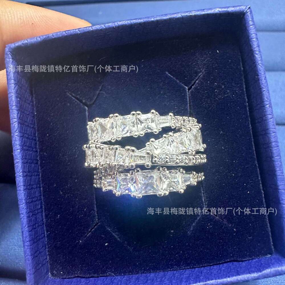 Shi Jia High Version Spiral Dynamic Cross Transport Rotation Twist Full Diamond Female Ring