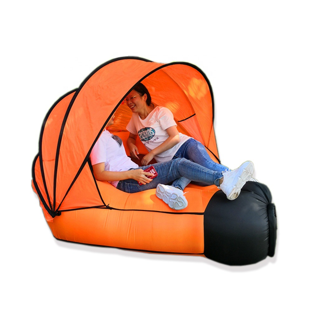 Outdoor Patio Furniture Double Inflatable Couch Garden Sofa Portable Lazy Air Pad Sleeping Bag Bed With Sunshade