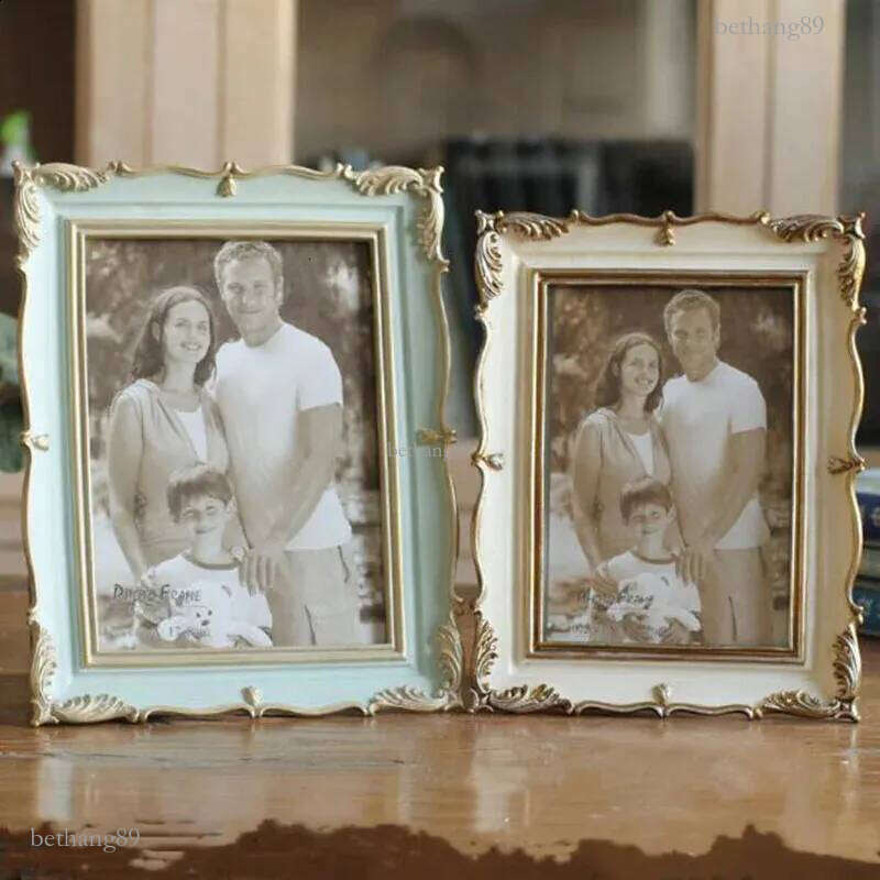 5inch 6inch 7inch European Style Resin Gold Edge Po Picture Frame Desktop Ornaments Office Home Decor 240802 H260306
