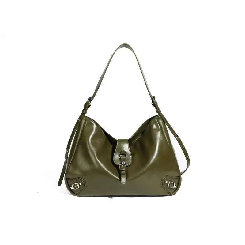 2025 New Cowhide Motorcycle Retro Style Commuting Versatile One Shoulder Crossbody Lazy Women's Bag Designer's bag