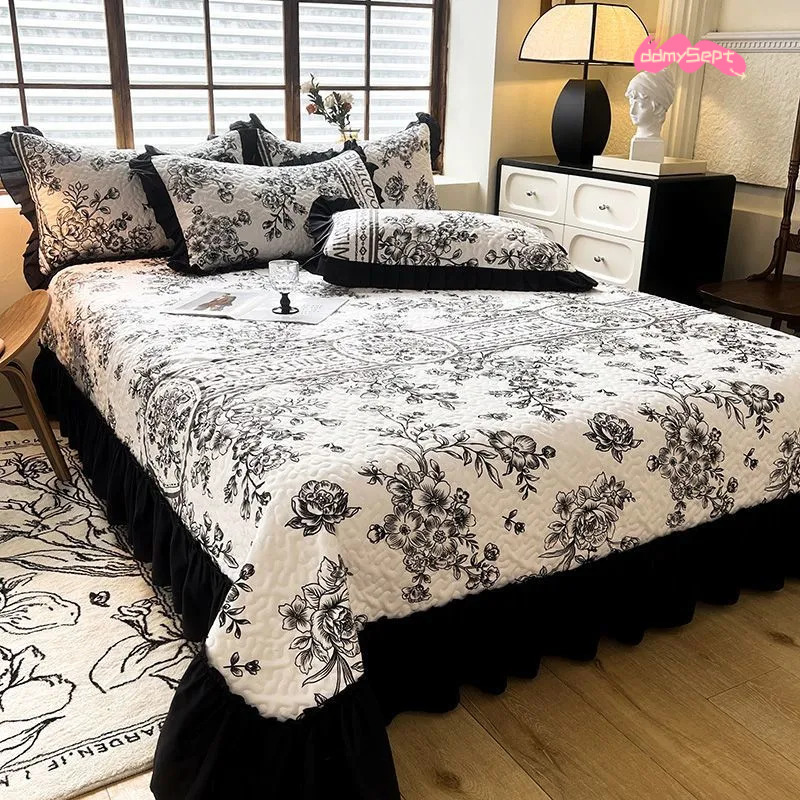 Luxury Designer Four-season Skirt Lace Thickened Sheet Four-piece Quilted Non-slip Bed Cover Single Piece Three-piece Set Tatami Mattress Blanket ddmy