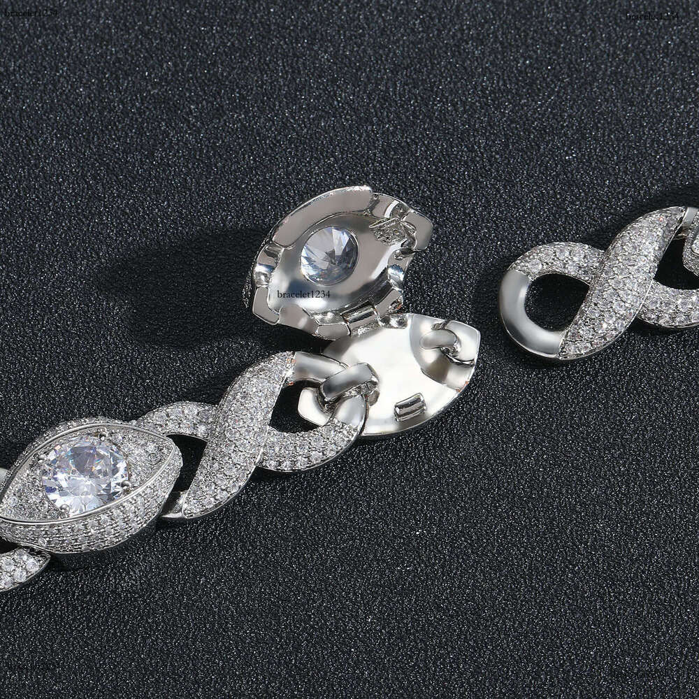 Luxury designer 15MM Infinite Eye 8-Figure Cuban Chain Ice Out VVS Moissanstone Hip Hop Men's Necklace with free shipping