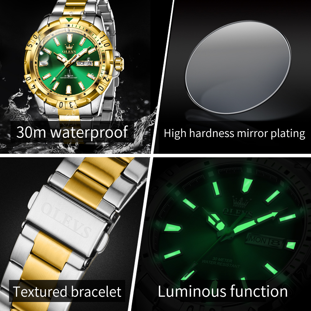OLEVS Brand Luminous Double Calendar Waterproof Watches Men Designer Business Simple Quartz Watches Men's Watches Watches Free Delivery Wholesale