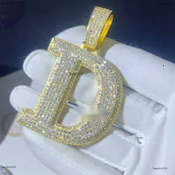 Designer JewelryCustom top quality hip hop iced out dia sterg sier gold initial moissanite letter pendant