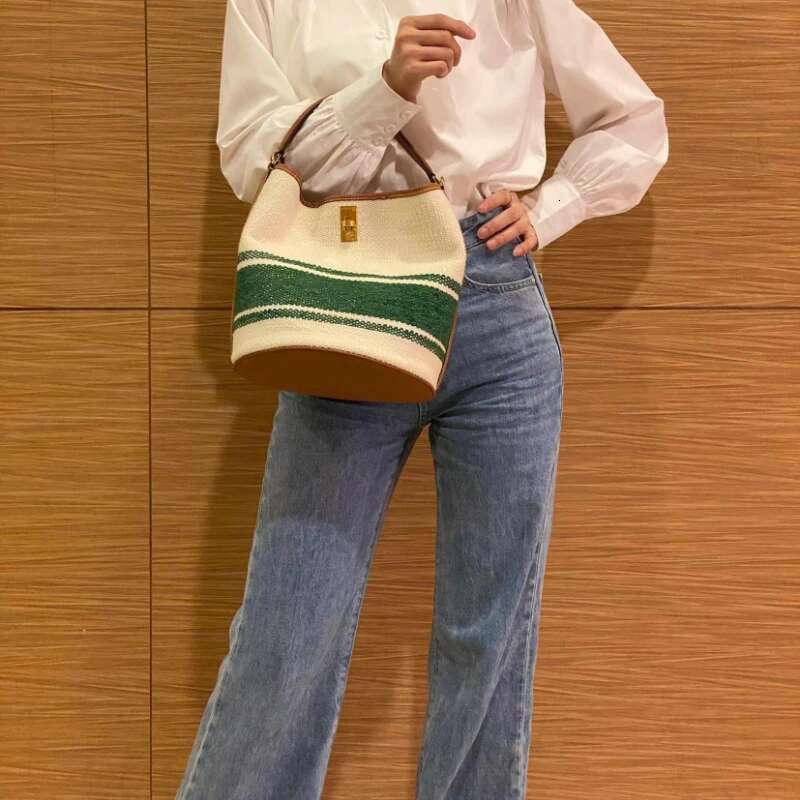 Designer's bag Fashion Panelled Canvas Bucket Bag Designer Women Handbags Leather Shoulder Crossbody Bags With Wide Strap Tote Purses