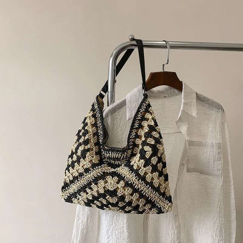 Summer New Paper Rope Straw Woven Shoulder Messenger Bag Designer's bag