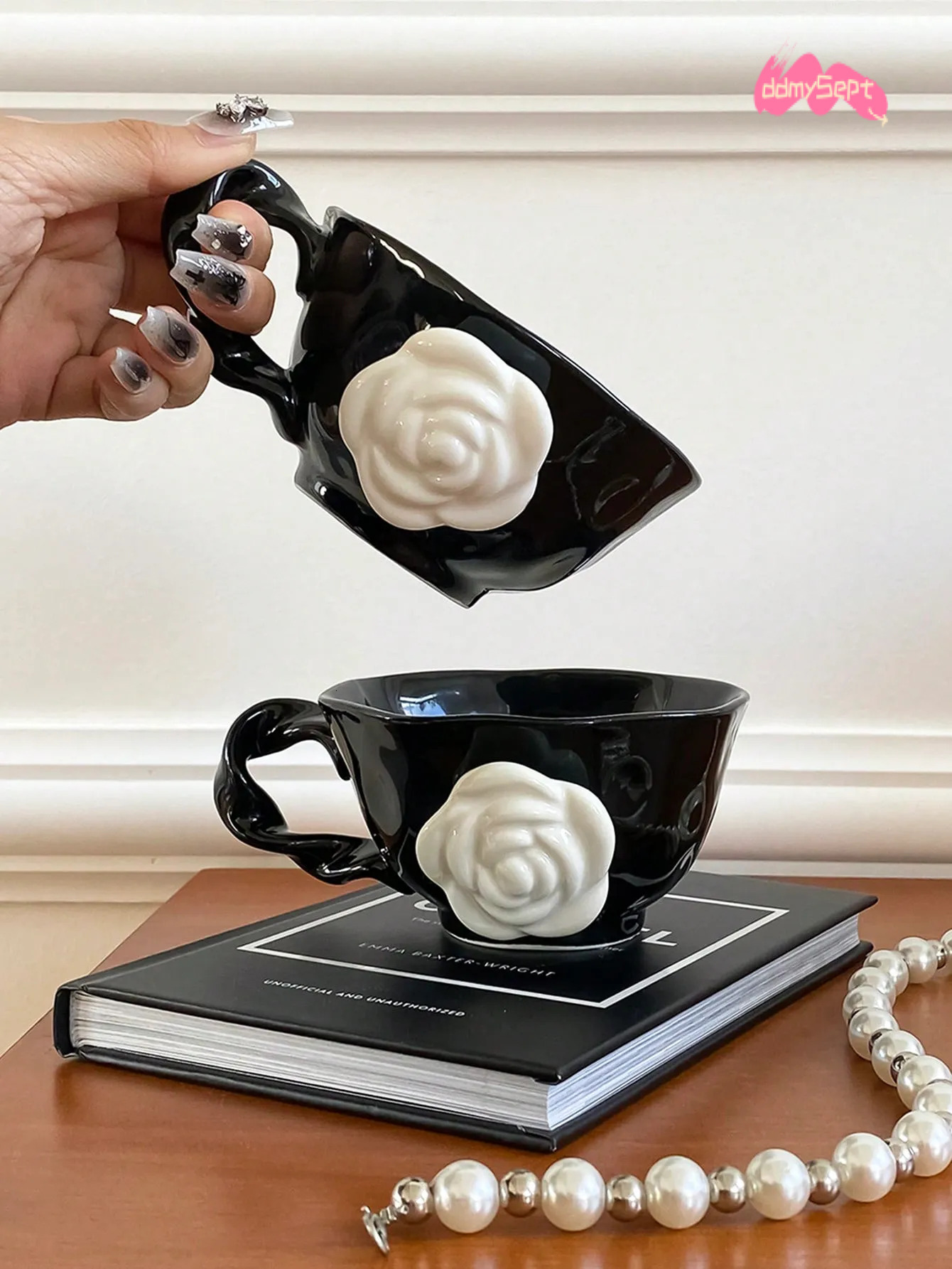 Camellia Cup ml Ceramic Mug with Lid Luxury Floral Design Coffee Tea for Home Office or Gift H11.21 ddmysept