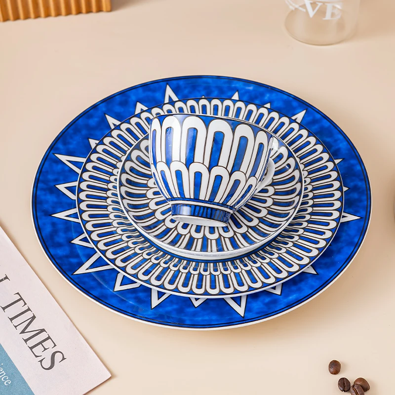 Fine Porcelain Set Tableware Retro Coffee Cup Ceramic Mug Vintage Bone China Dinner Plates Dinnerware Wedding Gift 123