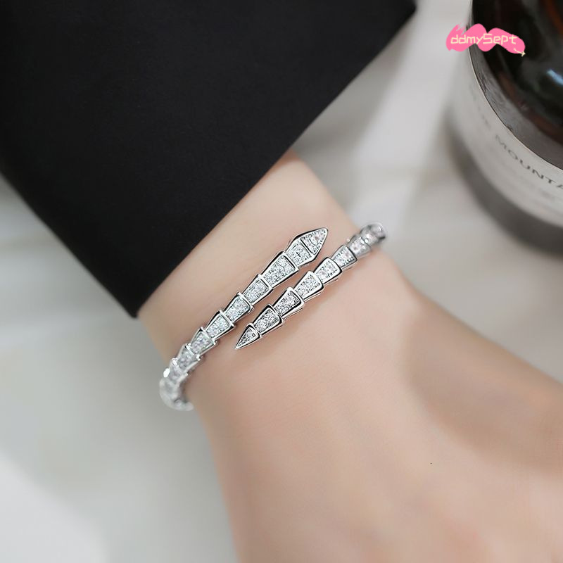 Designer Presents An Outdoor Fashion Couple s Bracelet Set With All Diamonds It Is Simple Yet Exquisite Snake shaped Jewelry H11.21 ddmysept