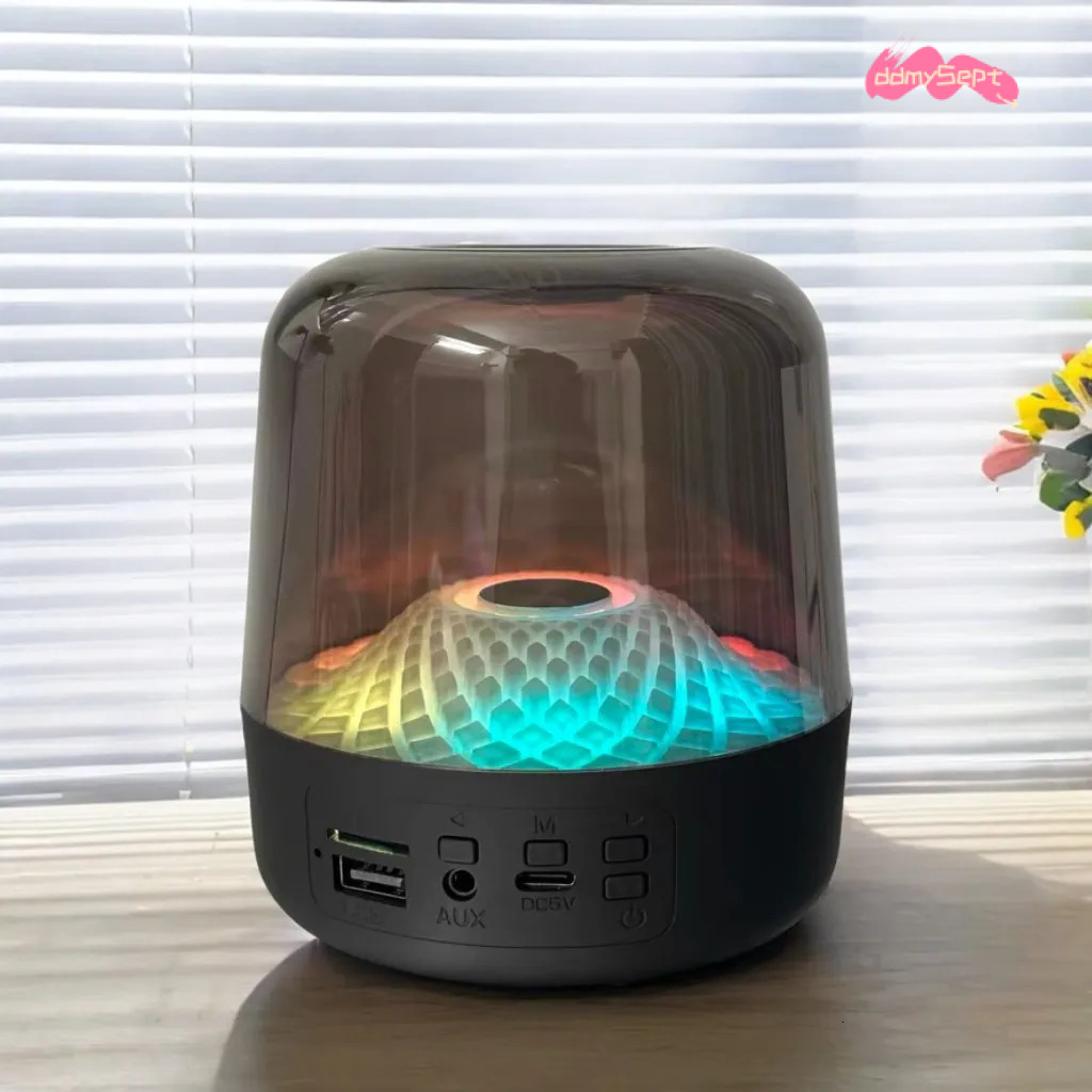 Sound Box Bluetooth Subwoofer Colorful Glass Home High Volume Wireless Computer Audience RGB LED Desktop Portable Speaker Festival New Year Gift TUES 