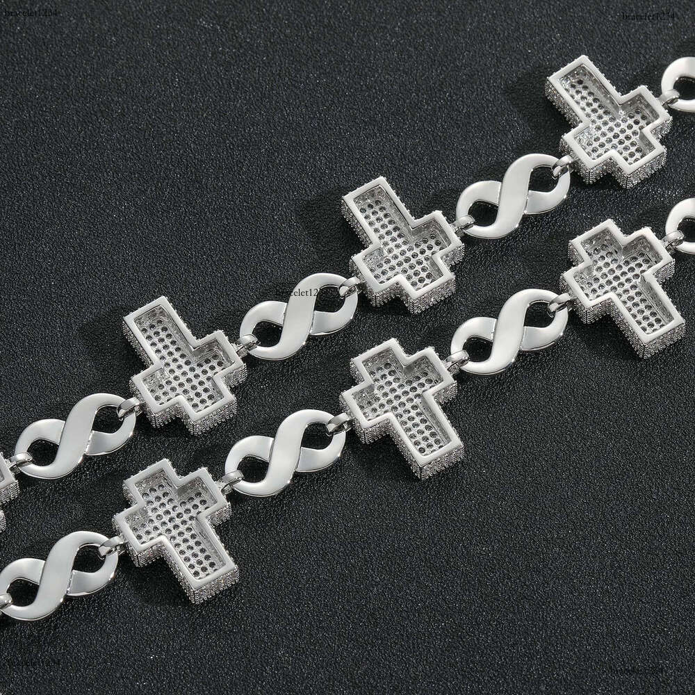 Luxury Hip hop bracelet Cross figure-eight Cuban chain Ice out VVS Moissanite men's and women's bracelets Free delivery