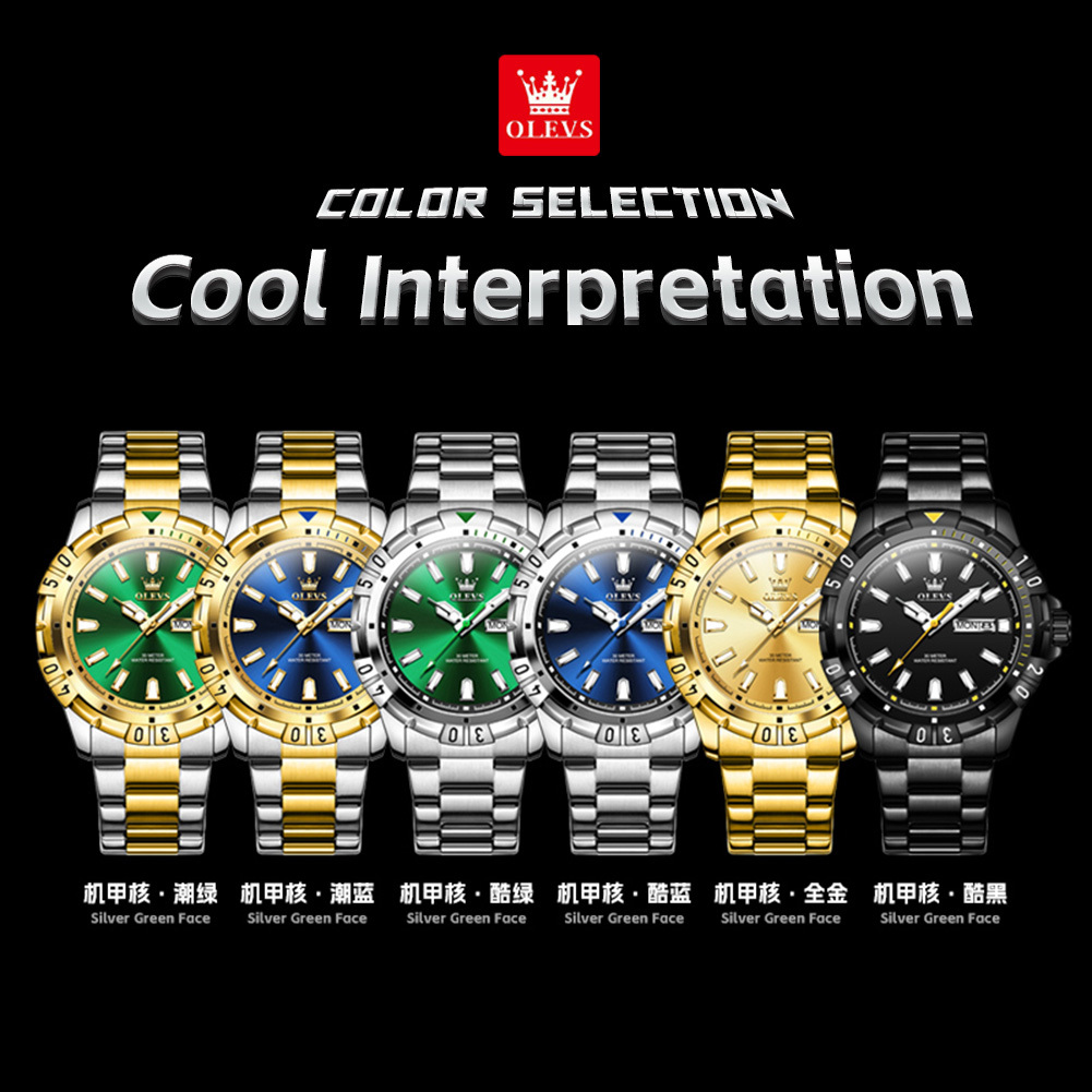OLEVS Brand Luminous Double Calendar Waterproof Watches Men Designer Business Simple Quartz Watches Men's Watches Watches Free Delivery Wholesale