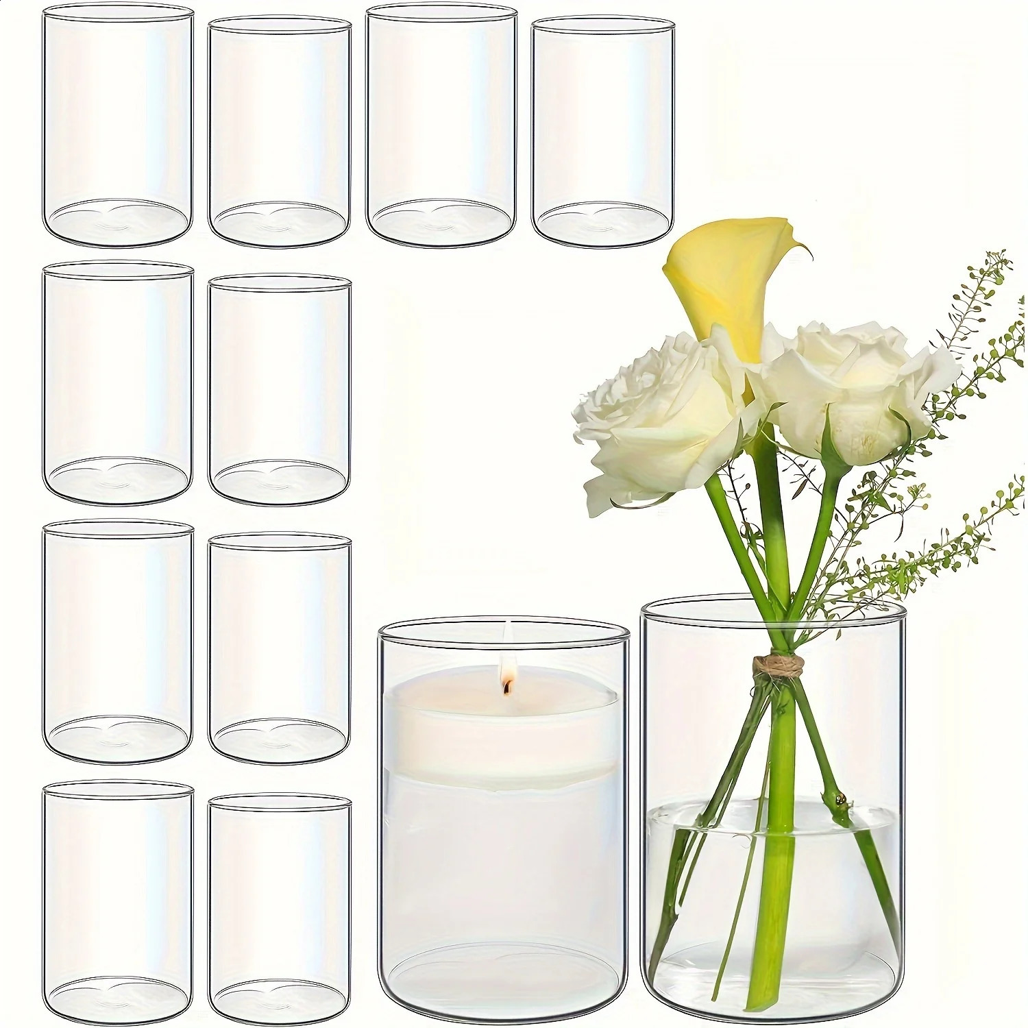 Glass Cylinder Vase 55 British bottles 6 Tall Clear Hurricane Candle Holder for Wedding Party Home Decor 250420