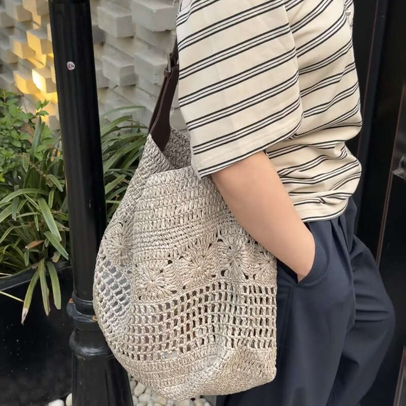 Ins Style Resort Beach Bag Grass Women S Large Capacity Ethnic Style Shoulder Bag Summer Vacation Beach Woven Tote Bag KQ