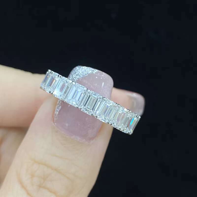 18K White Gold Lab Grown Diamond Eternity Band Ring Fine Jewelry Wedding Rings with CVD HPHT Diamond for Engagement