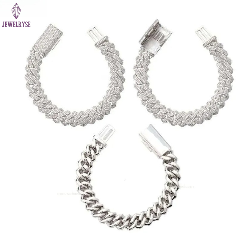 14mm 18-24inch Fine Jewelry Ice Out Flashing Mossanite Dia Necklace Sterling Sier VVS Moissanite Link Cuban Chain Bracelet