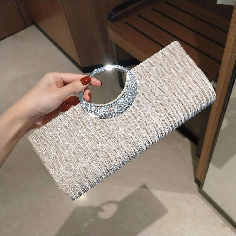 Shiny Bracelet Dinner Small Women's 2020Ktv Princess Bag Banquet Celebrity Handbag Wrinkled